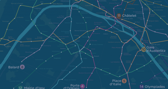 Cartographie du réseau RATP réalisée par Kamisphère