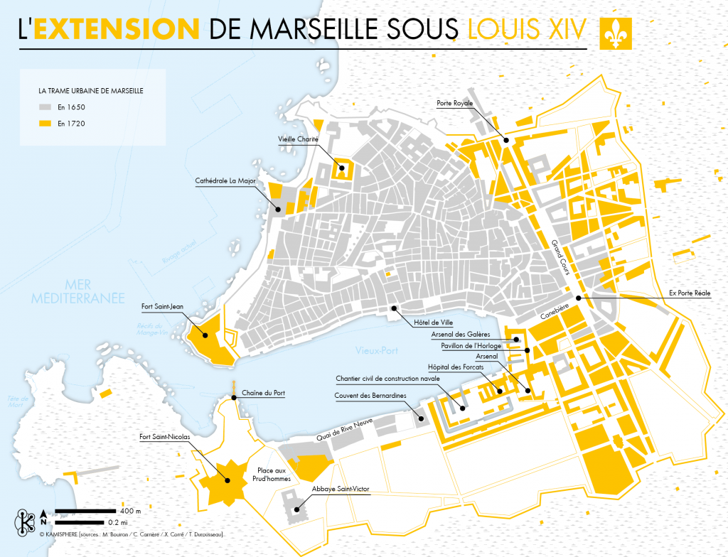 Cartographie de l'extension de Marseille sous Louis XIV